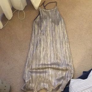 metallic silver short brand lush dress